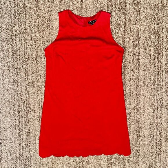 Aqua Women's Sleeveless A-Line Ruffle Bottom Dress in Red Size Large - Picture 3 of 10